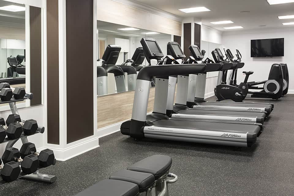 Exercise in the Hotel Leveque Gym Exercising in Columbus Ohio Hotel Gym